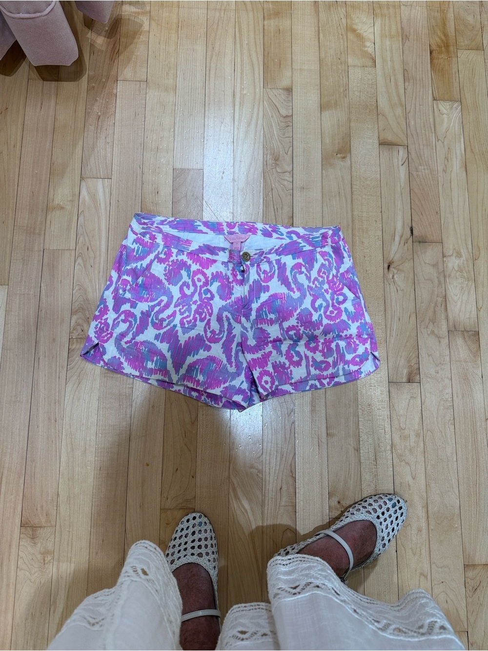 Lilly Pulitzer Pink & White Ikat-Style High Waist Shorts
